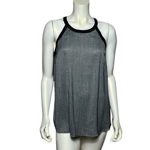 Doe & Rae Black White Striped Halter Tank Top Sleeveless Knit Blouse Size M
